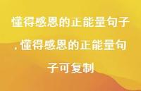 懂得感恩的正能量句子可复制【精品文案100句】