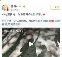 张铭恩徐璐公开爱情称：“VIog是你的，你是我的”
