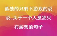 关于一个人孤独只有游戏的句子【100句文案】
