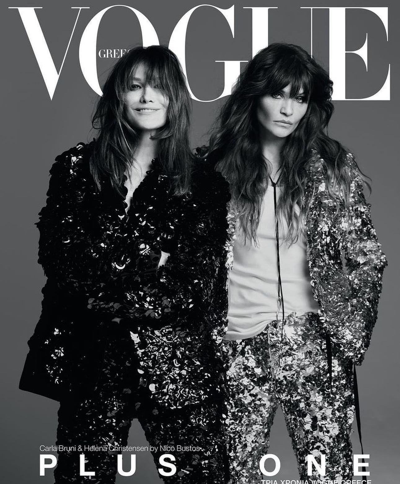 Carla Bruni & Helena Christensen-Vogue希腊版2022年4月号
