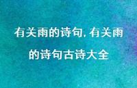 有关雨的诗句古诗大全【精品文案100句】