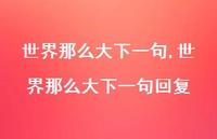 世界那么大下一句回复【精选100句】 世界那么大下一句回复【精选100句】