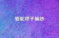 骆驼祥子摘抄73句汇总