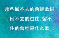 回不去的过往,留不住的曾经是什么歌(100句)