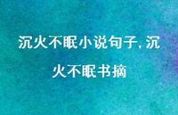 沉火不眠书摘(100句)