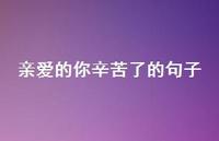 亲爱的你辛苦了的句子【100句精选短句合集】 亲爱的你辛苦了的句子【100句精选短句合集】