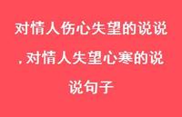 对情人失望心寒的说说句子(100句) 对情人失望心寒的说说句子(100句)