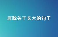 原耽关于长大的句子【100句精选短句合集】