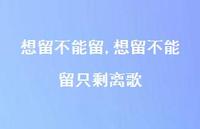 想留不能留只剩离歌【100句文案精选】