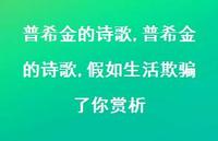 普希金的诗歌,假如生活欺骗了你赏析【100句文案精选】