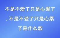 不是不爱了只是心累了是什么歌(100句) 不是不爱了只是心累了是什么歌(100句)