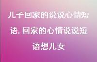 回家的心情说说短语想儿女(100句) 回家的心情说说短语想儿女(100句)