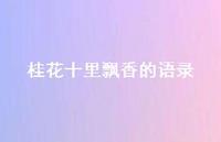桂花十里飘香的语录(精选70句) 桂花十里飘香的语录(精选70句)