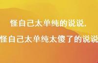 怪自己太单纯太傻了的说说(100句) 怪自己太单纯太傻了的说说(100句)