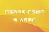 白露的诗句 古诗李白【100句文案精选】 白露的诗句 古诗李白【100句文案精选】