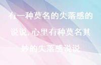 心里有种莫名其妙的失落感说说(100句) 心里有种莫名其妙的失落感说说(100句)