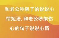 和老公吵架伤心的句子说说心情(100句)
