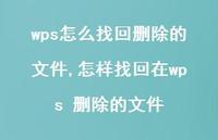 怎样找回在wps 删除的文件【100句文案】 怎样找回在wps 删除的文件【100句文案】