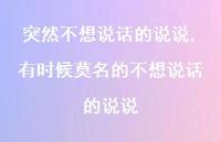 有时候莫名的不想说话的说说(100句) 有时候莫名的不想说话的说说(100句)