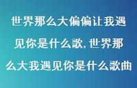 世界那么大我遇见你是什么歌曲【精选100句】 世界那么大我遇见你是什么歌曲【精选100句】