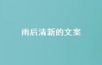 雨后清新的文案【100句精选短句合集】 雨后清新的文案【100句精选短句合集】