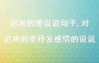 对迟来的爱抒发感情的说说(100句) 对迟来的爱抒发感情的说说(100句)