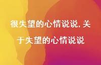 关于失望的心情说说【精选100句】 关于失望的心情说说【精选100句】