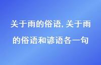 关于雨的俗语和谚语各一句【精品文案100句】 关于雨的俗语和谚语各一句【精品文案100句】