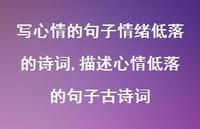 描述心情低落的句子古诗词【100句文案】