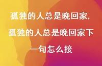孤独的人总是晚回家下一句怎么接(100句) 孤独的人总是晚回家下一句怎么接(100句)