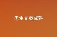 男生文案成熟57句汇总