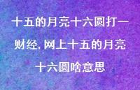 网上十五的月亮十六圆啥意思(100句) 网上十五的月亮十六圆啥意思(100句)