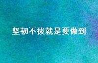 坚韧不拔就是要做到65句汇总 坚韧不拔就是要做到65句汇总