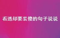 看透却要装傻的句子说说62句汇总 看透却要装傻的句子说说62句汇总