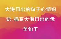 描写大海日出的优美句子(100句) 描写大海日出的优美句子(100句)