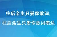 往后余生只爱你歌词表达(100句)