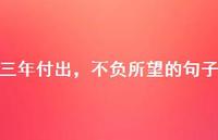 三年付出,不负所望的句子【100句精选短句合集】 三年付出,不负所望的句子【100句精选短句合集】