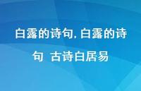 白露的诗句 古诗白居易【精品文案100句】