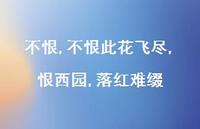 不恨此花飞尽,恨西园,落红难缀【精选100句】