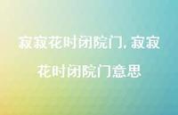 寂寂花时闭院门意思【100句文案精选】