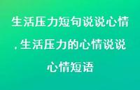 生活压力的心情说说心情短语(100句) 生活压力的心情说说心情短语(100句)