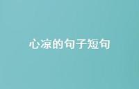 心凉的句子短句41句汇总 心凉的句子短句41句汇总
