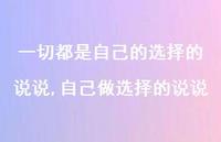 自己做选择的说说(100句) 自己做选择的说说(100句)