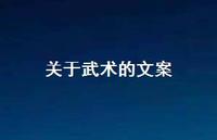 关于武术的文案(精选62句) 关于武术的文案(精选62句)