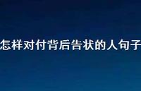 怎样对付背后告状的人句子49句汇总