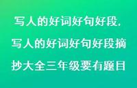 写人的好词好句好段摘抄大全三年级要有题目【精品文案100句】