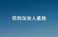 情到深处人孤独74句汇总