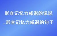 形容记忆力减退的句子(100句)