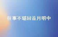 往事不堪回首月明中45句汇总