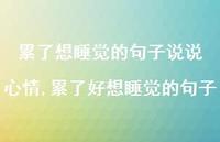 累了好想睡觉的句子(100句)